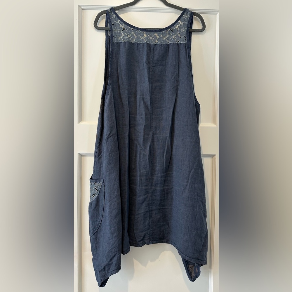 Blue Fish Lace Pinafore in Vintage Indigo - Picture 2 of 7